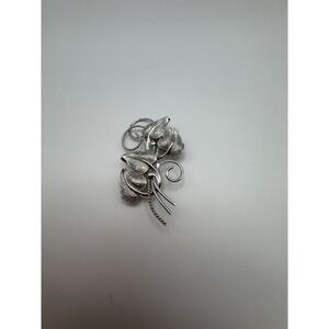 Bond Boyd Sterling Silver Leaf Vine Brooch Pin Vintage Textured Botanical Canada